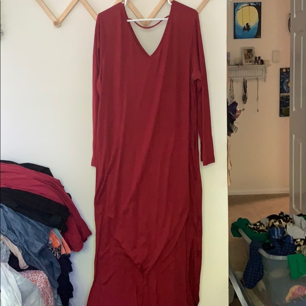 Long sleeve long maxi dress with high slits